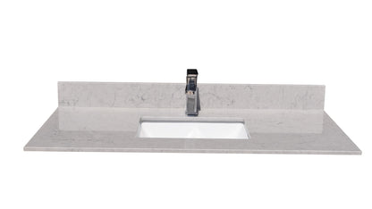 Montary 43 inches bathroom stone vanity top calacatta gray engineered marble color with undermount ceramic sink and single faucet hole with backsplash