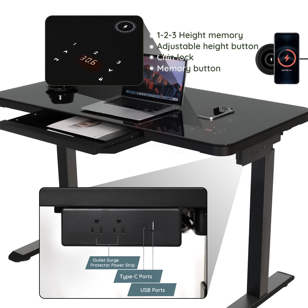 Glass tabletop standing desk
Black