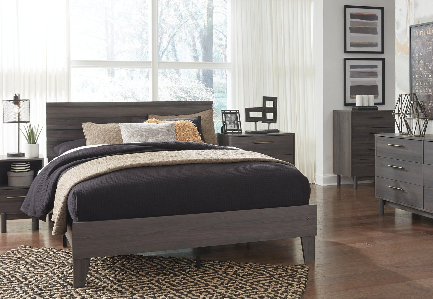 Ashley Brymont Dark Gray Contemporary Full Panel Platform Bed EB1011B2