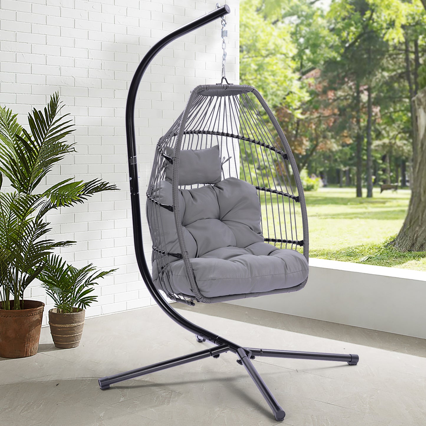 Outdoor Hanging Egg Chair Cushion Hammock Chair  Replacement Cushion Swing Basket Chairs Cushion Pads with Headrest Pillow