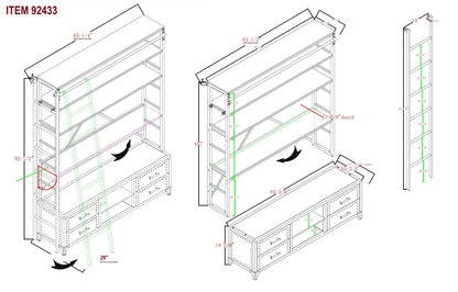 ACME Actaki Bookshelf & Ladder in Sandy Gray 92433