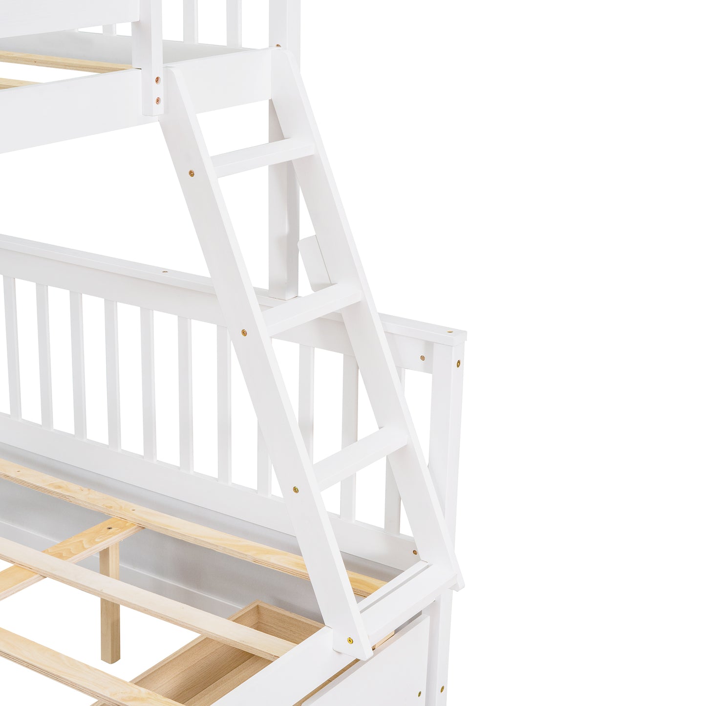 Twin-Over-Full Bunk Bed with Ladders and Two Storage Drawers (White) ( old sku:LT000165AAK）