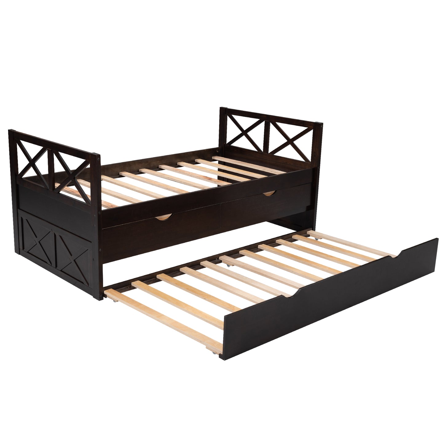 Multi-Functional Daybed with Drawers and Trundle, Espresso