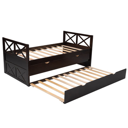 Multi-Functional Daybed with Drawers and Trundle, Espresso