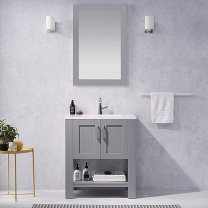 F&R Gray Bathroom Vanity with Sink 30 Inch Bathroom Vanity Canbinet Modern Bathroom Sink Vanity with Marble Countertop and White Ceramic Sink