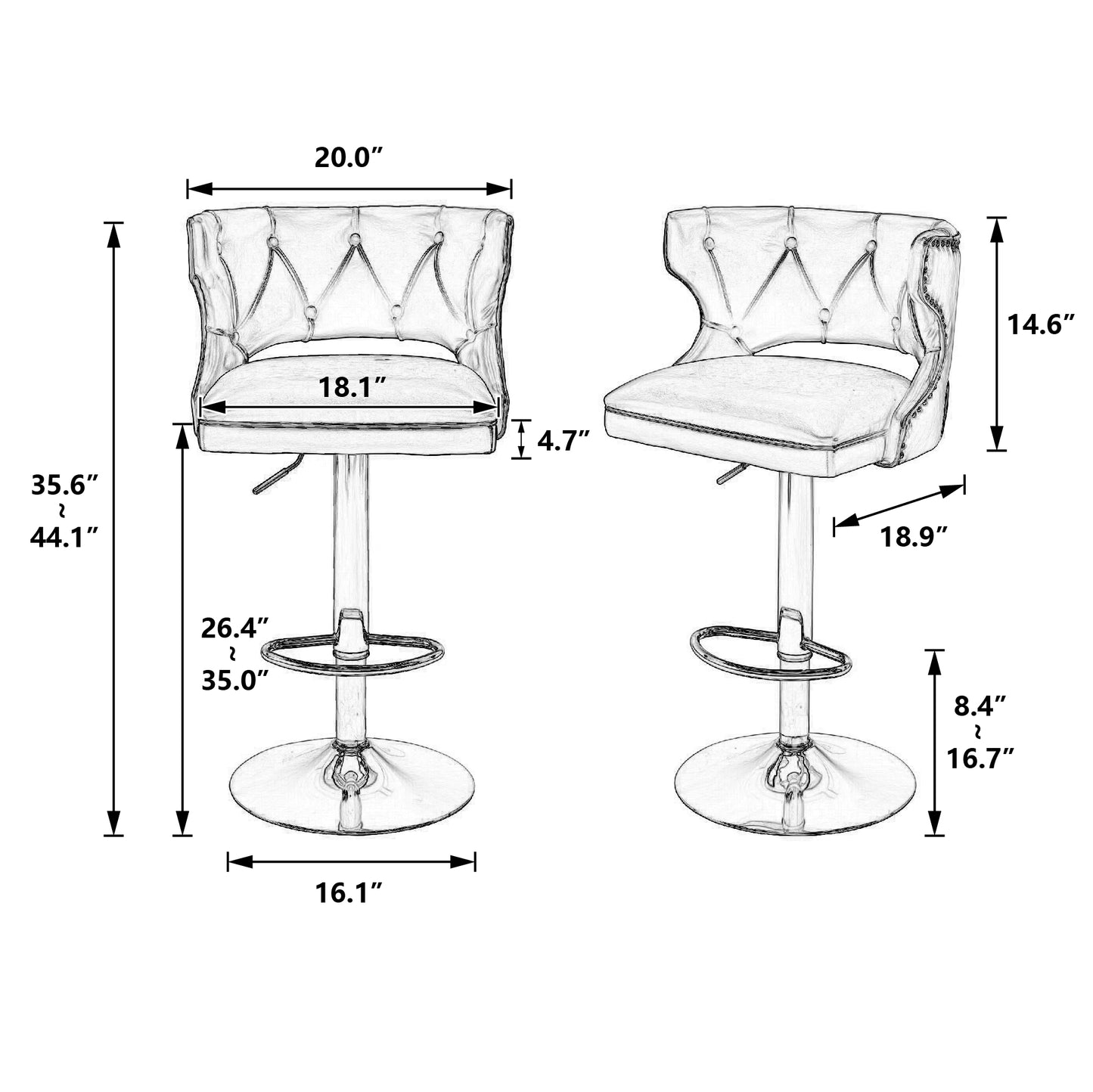 Bar Stools With Back and Footrest Counter Height Dining Chairs -Leather Brown-2PCS/SET