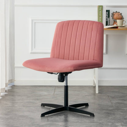 Pink Velvet Material. Home Computer Chair Office Chair Adjustable 360 °Swivel Cushion Chair With Black Foot Swivel Chair Makeup Chair Study Desk Chair. No Wheels