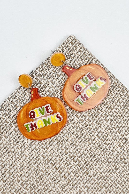 PUMPKIN ACRYLIC PRINTING EARRINGS