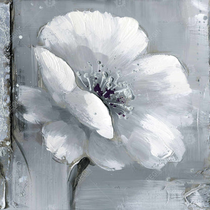 Gray & white flowers - 12x12 Print on canvas