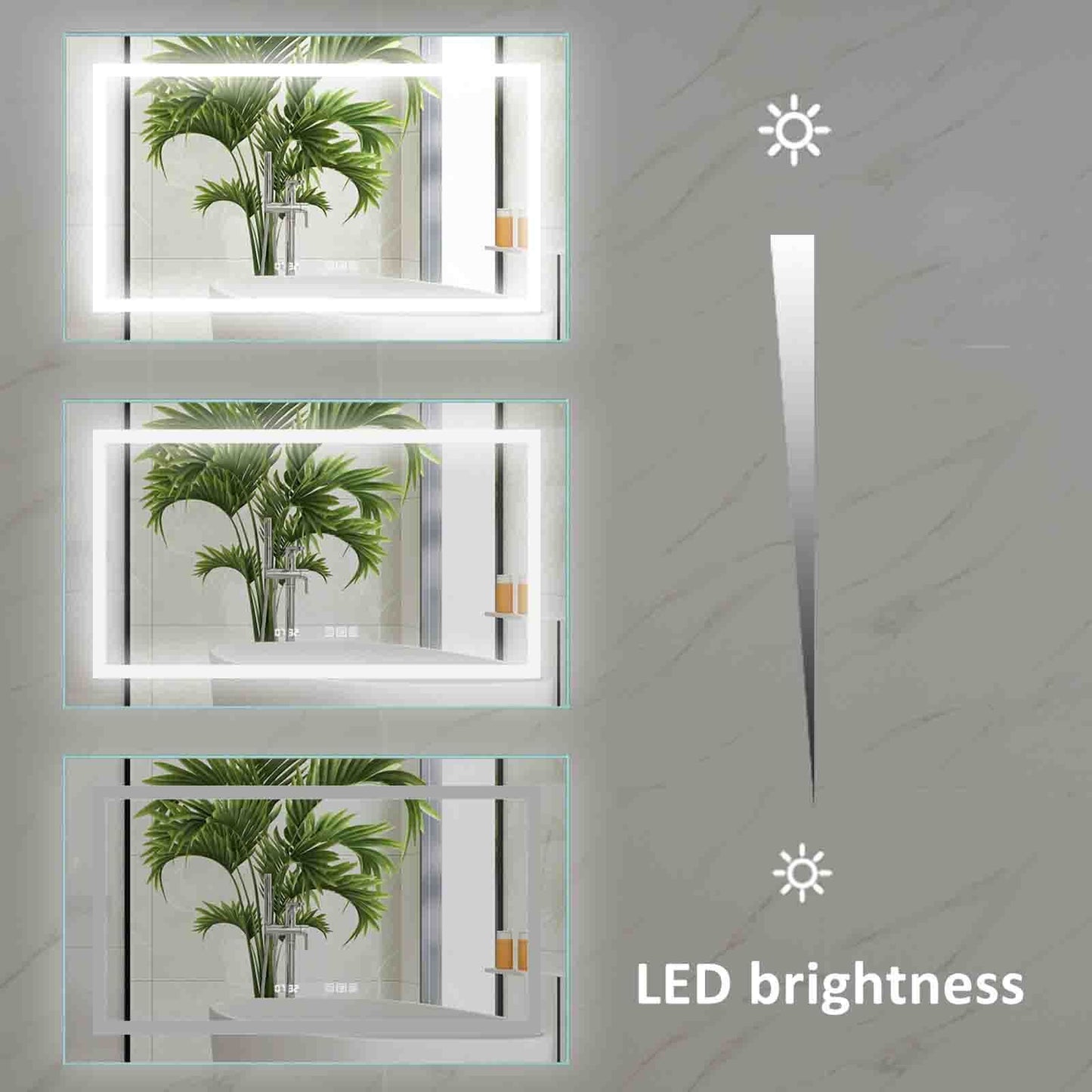 LED Bathroom Vanity Mirror, 40 x 24 inch, Anti Fog, Night Light, Time,Temperature,Dimmable,Color Temper 3000K-6400K,90+ CRI,Horizontal Wall Mounted Only