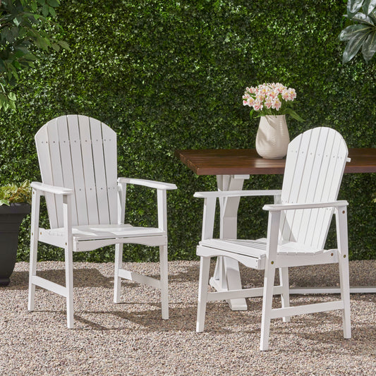 White outdoor ADIRONDACK solid wood lounge chair can be used as an outdoor dining chair (Set of 2)