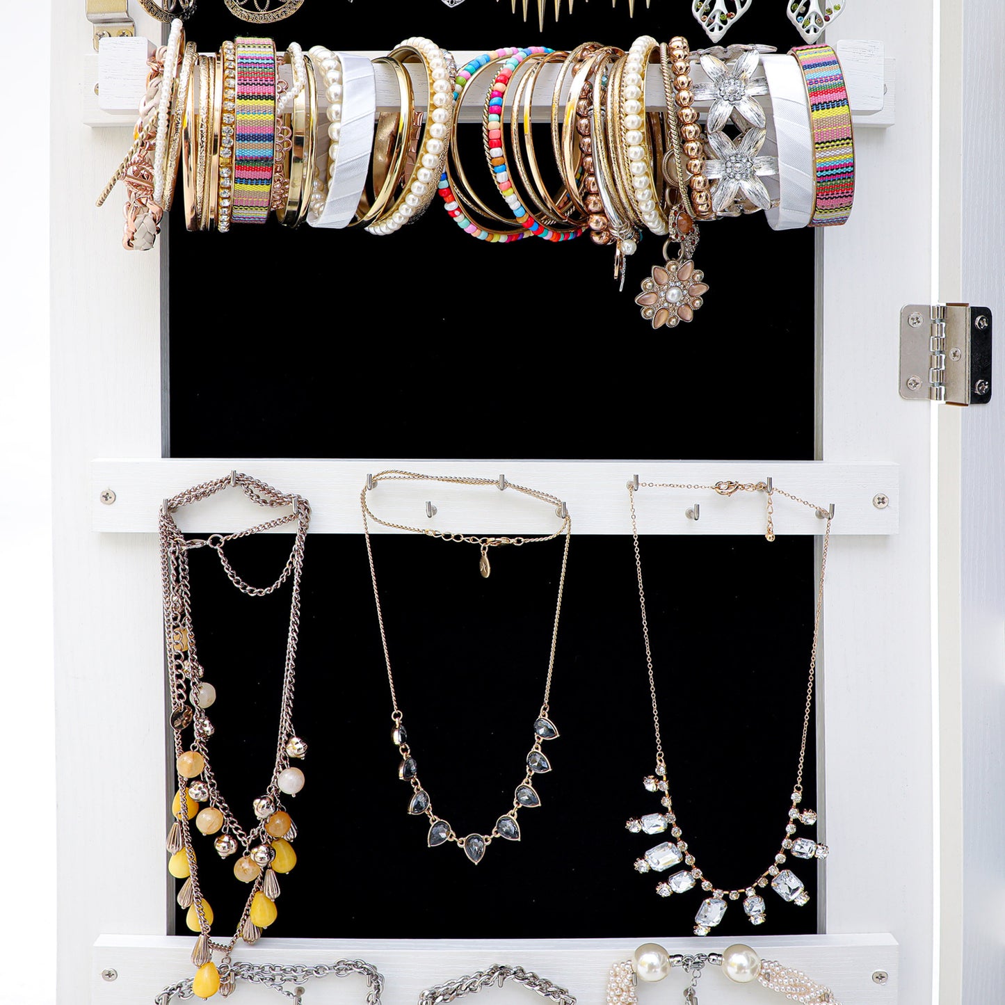 Fashion Simple Jewelry Storage Mirror Cabinet With LED Lights Can Be Hung On The Door Or Wall