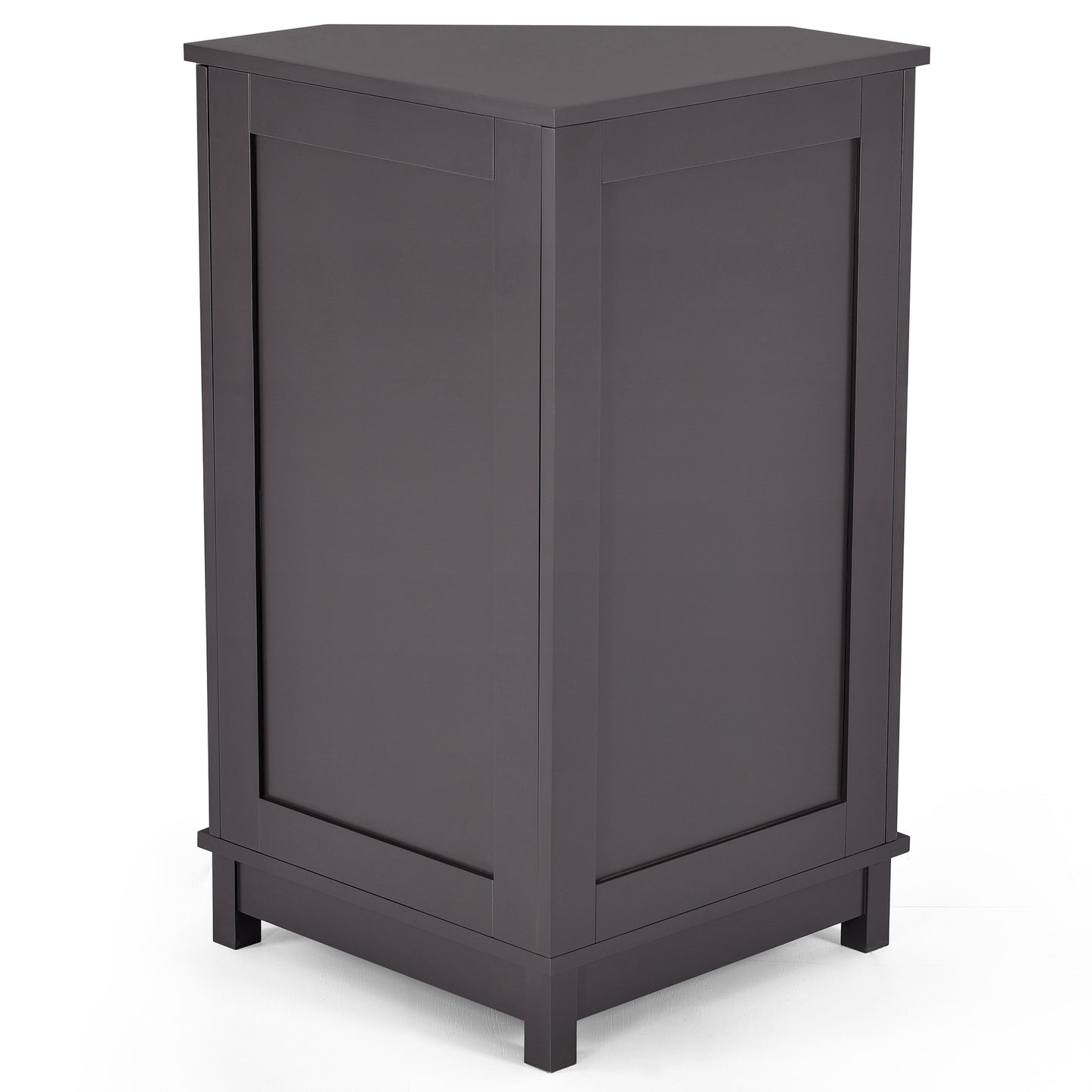 Bathroom Cabinet Triangle Corner Storage Cabinet with Adjustable Shelf Modern Style MDF Board, Black Brown