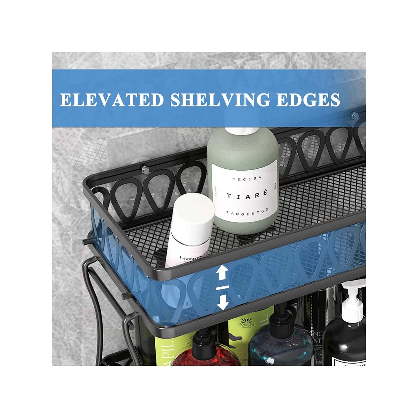 Stacking Shower Caddy Shelf Toilet Rack 2 Layer Bathroom Organizer Metal Storage Shelfl Black