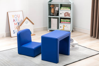 Blue Color 1pc Convertible Armchair/Table for Kids