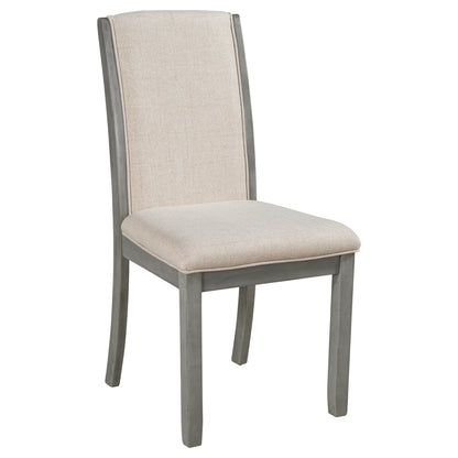 TOPMAX Farmhouse 4-Piece Wood Full Back Dining Chairs Set with Upholstered Cushions for Small Places, Gray+Cushion Beige