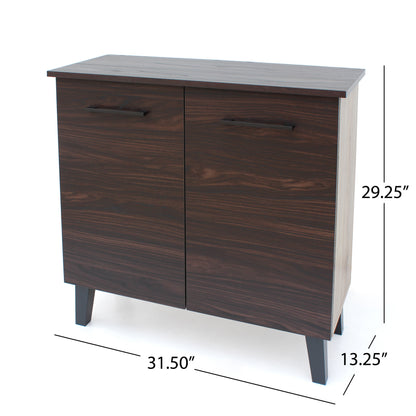 Willson Modern 3-Shelf Walnut Finished Faux Wood Cabinet with Oak Accent