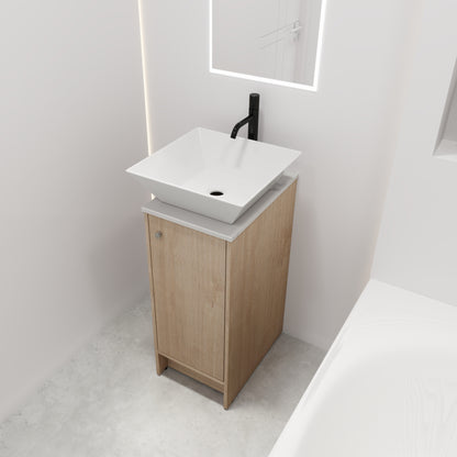 13" Bathroom Vanity with Sink, Freestanding Bathroom Vanity with Soft Close Door and Shelf（Top：BAB101MOWH）