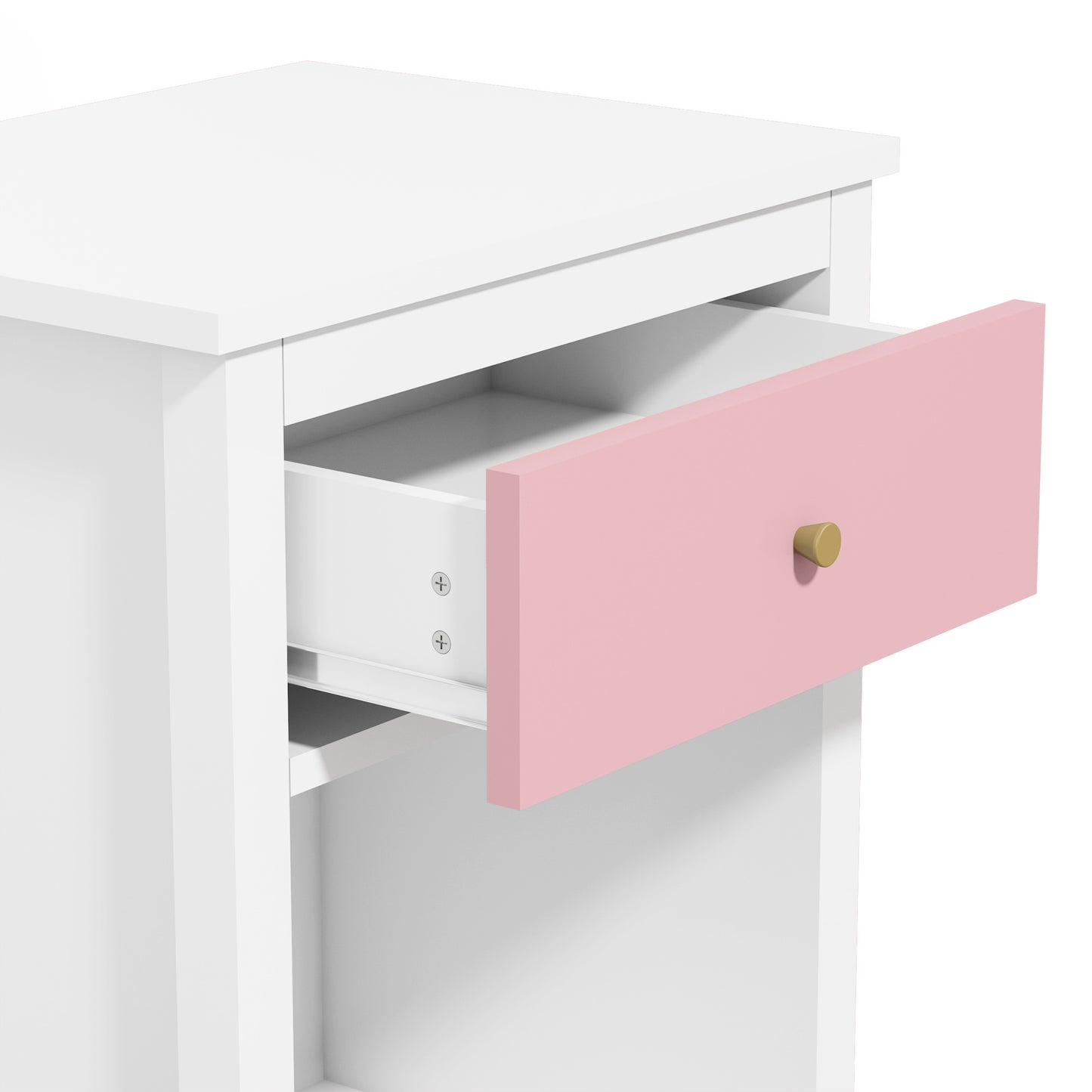 Wooden Nightstand with One Drawer One Shelf for Kids, Adults, Pink