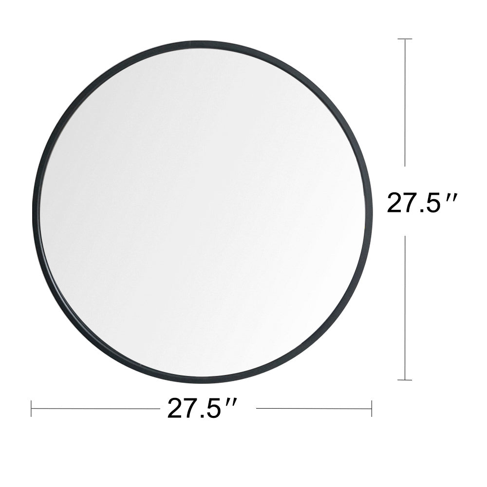 28" Wall Circle Mirror Large Round Black Farmhouse Circular Mirror for Wall Decor Big Bathroom Make Up Vanity Mirror Entryway Mirror