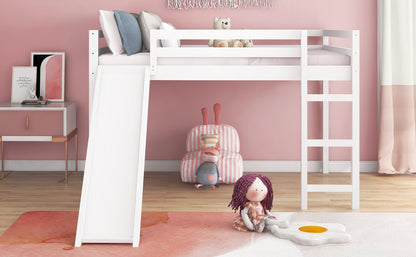 Loft Bed with Slide, Multifunctional Design, Full (White)(OLD SKU :WF281157AAK)