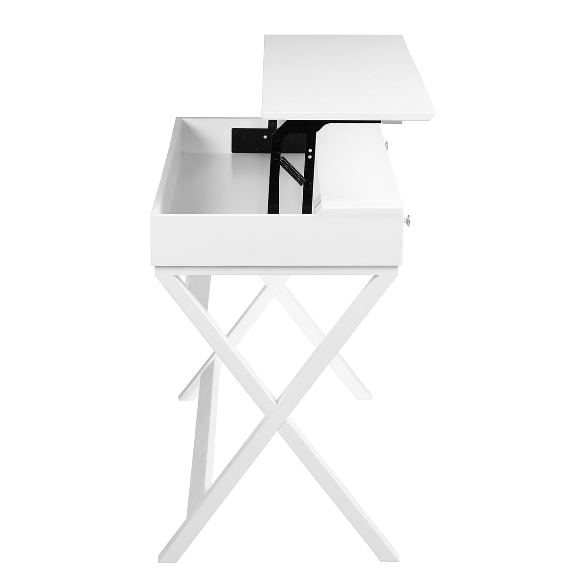 Lift Desk with 2 Drawer Storage, Computer Desk with Lift Table Top, Adjustable Height Table for Home Office, Living Room,white