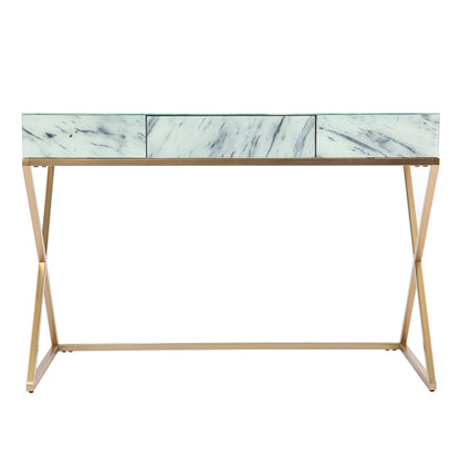 Kamblemore Faux Marble Writing Desk w/ Storage