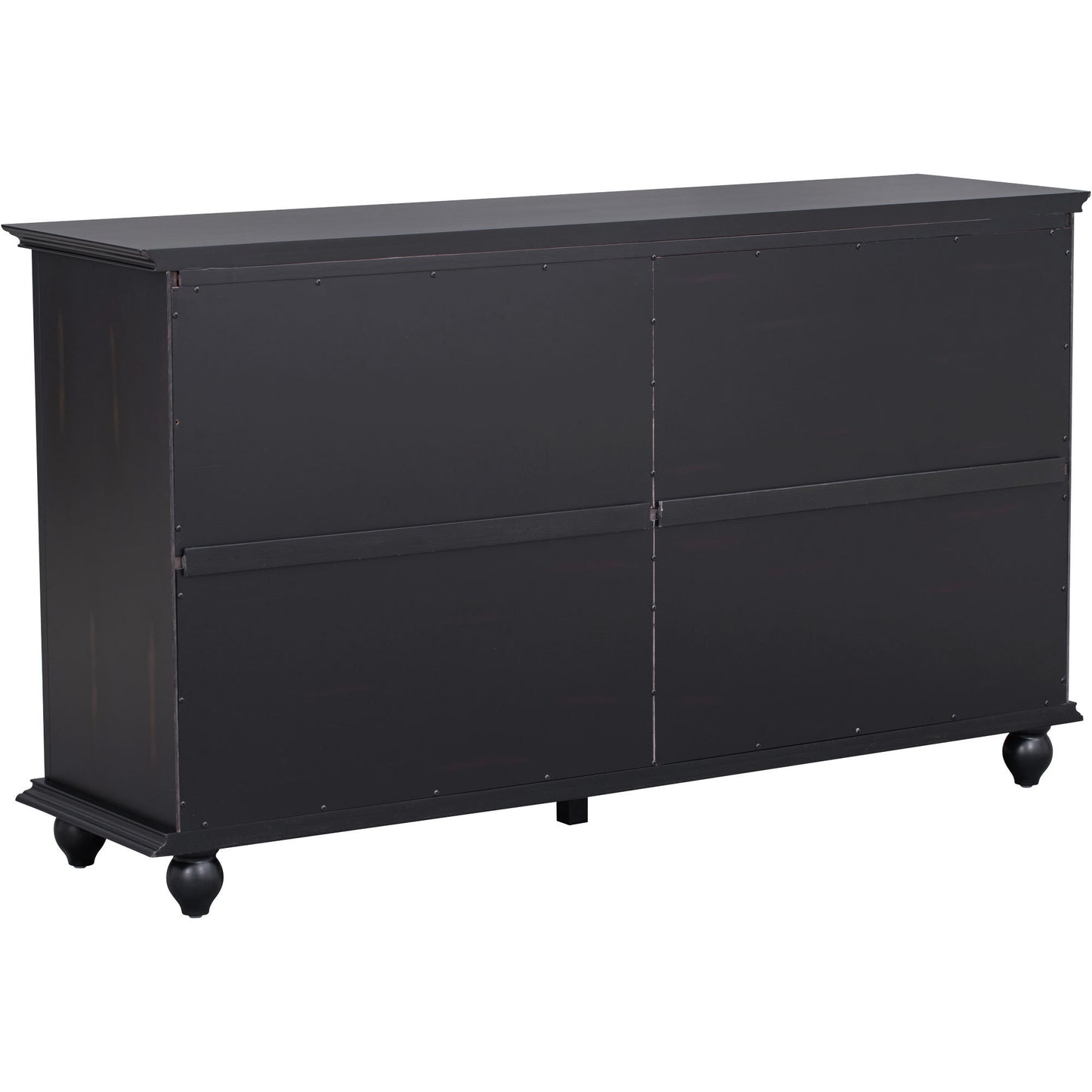 TREXM Sideboard with Adjustable Height Shelves, Metal Handles, and 4 Doors for Living Room, Bedroom, and Hallway (Espresso)