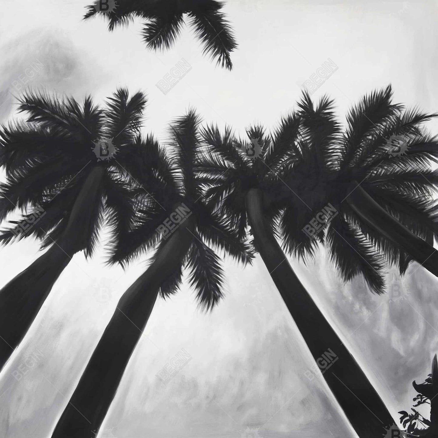 Monochrome palm trees - 32x32 Print on canvas