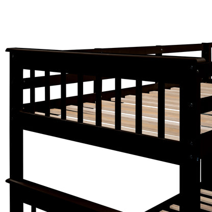 Stairway Twin-Over-Full Bunk Bed with Twin size Trundle, Storage and Guard Rail for Bedroom, Dorm, for  Adults, Espresso (OLD SKU :LP000119AAP)