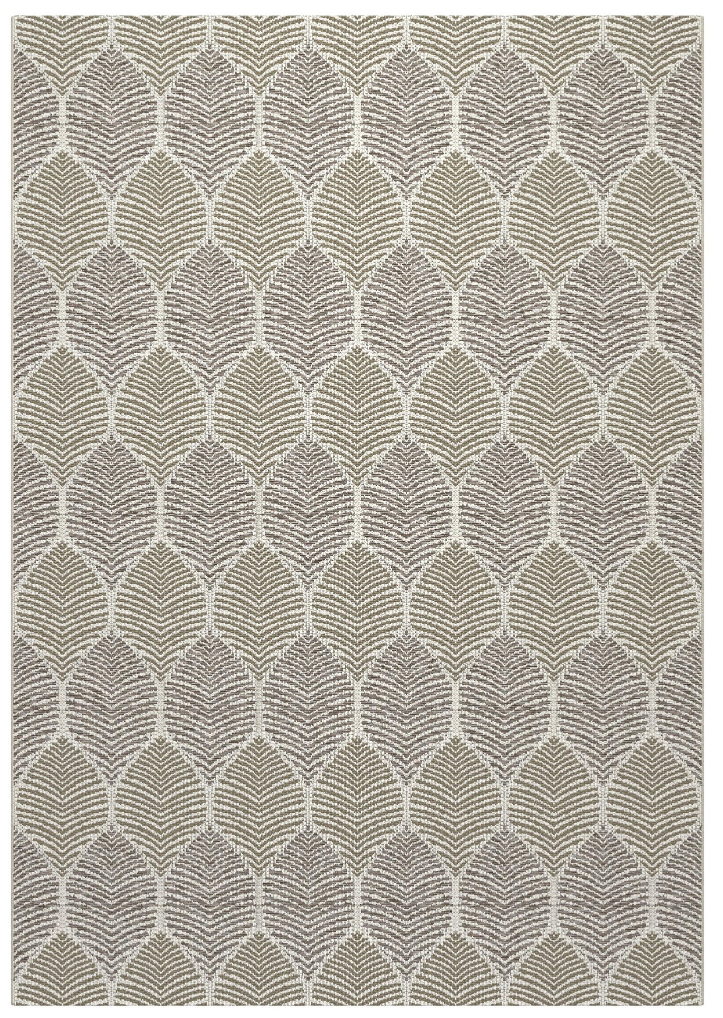 Foliage White, Neutral Indoor / Outdoor Polypropylene Area Rug 5x8