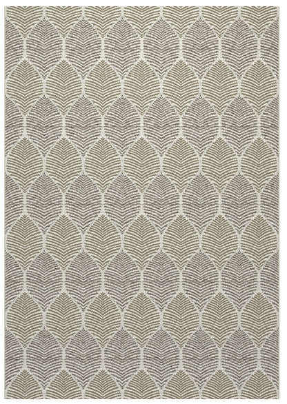 Foliage White, Neutral Indoor / Outdoor Polypropylene Area Rug 5x8