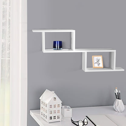 40 Inch Decorative Wooden Wall Mounted Cubby Shelf, White