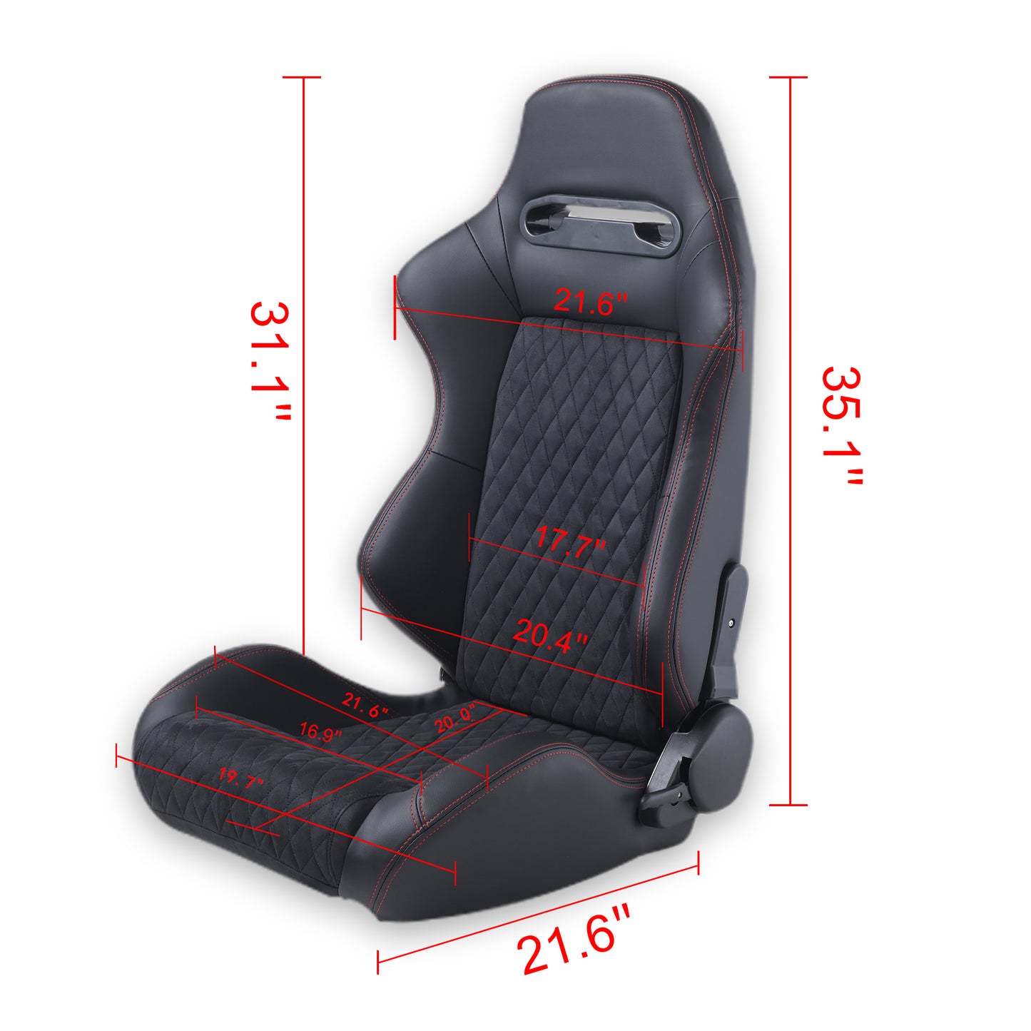 RACING SEAT HIGH QUALITY PVC WITH SUADE MATERIAL DOUBLE SLIDER  2PCS