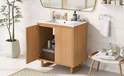 30" Bathroom vanity Set with Sink，Combo Cabinet ，Bathroom Storage Cabinet,Solid Wood Frame