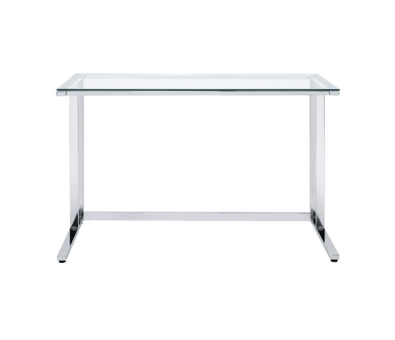 ACME Tyrese Writing Desk, Clear Glass & Chrome Finish 93100