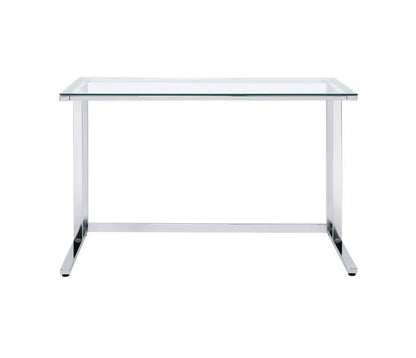 ACME Tyrese Writing Desk, Clear Glass & Chrome Finish 93100