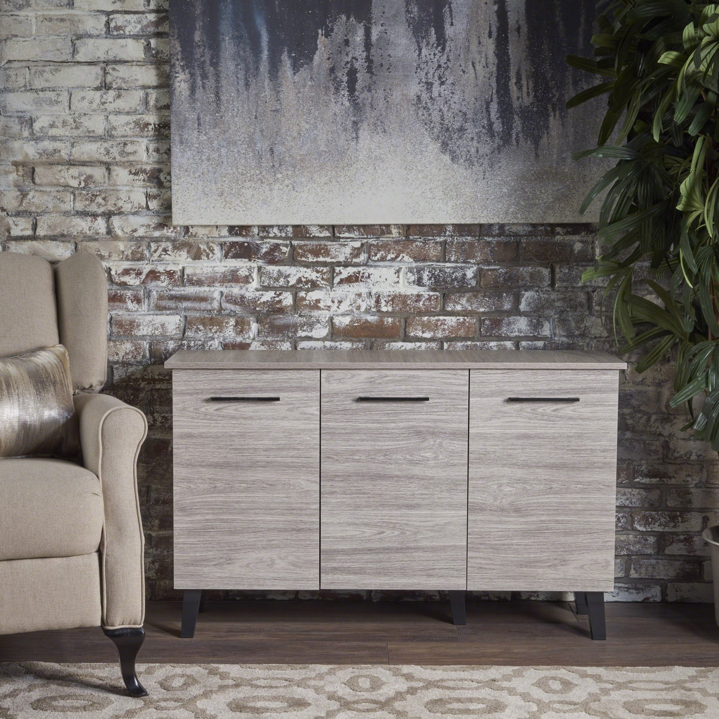 Emilia mid-century modern finished fiberboard multipurpose sideboard