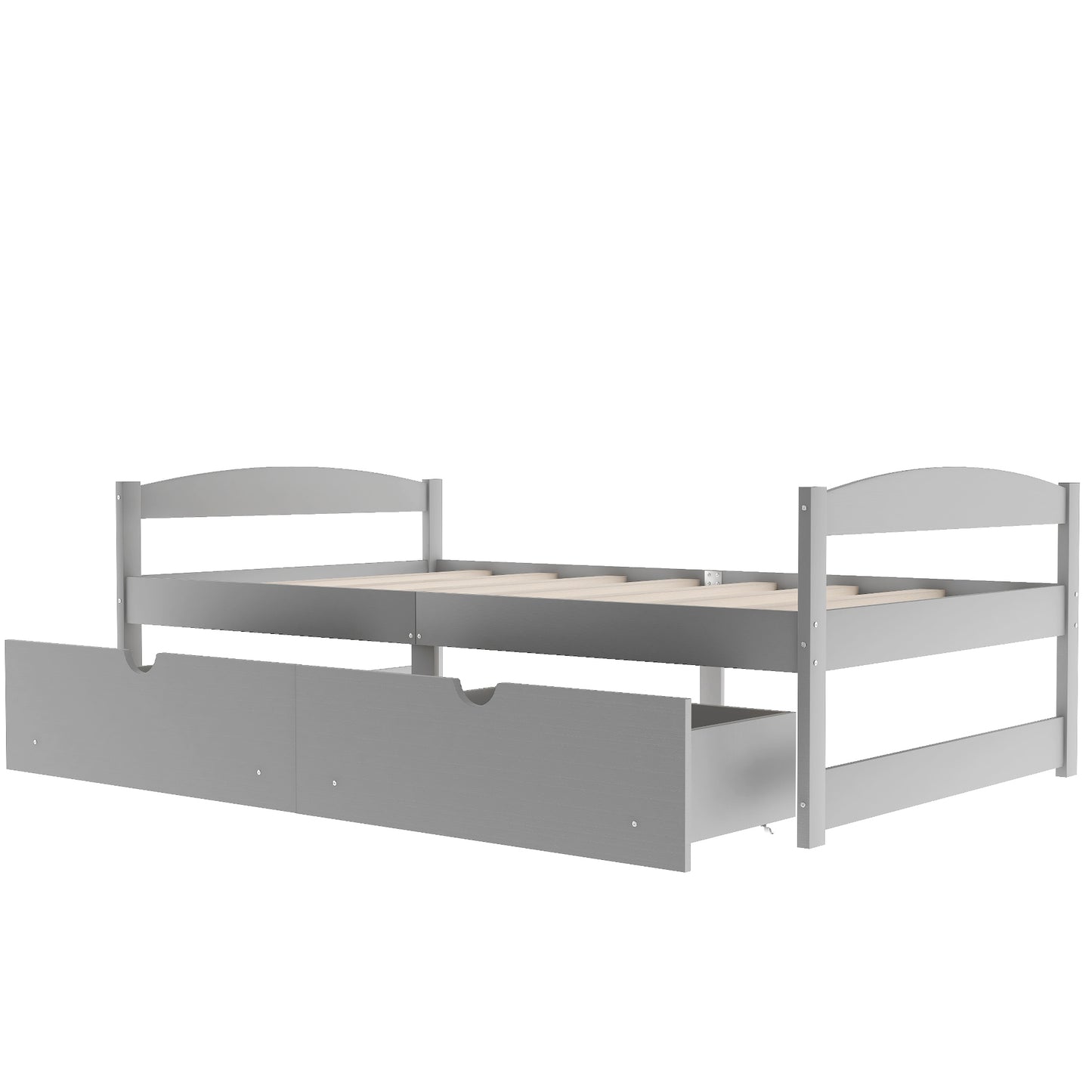 Twin size platform bed, with two drawers, gray （New）