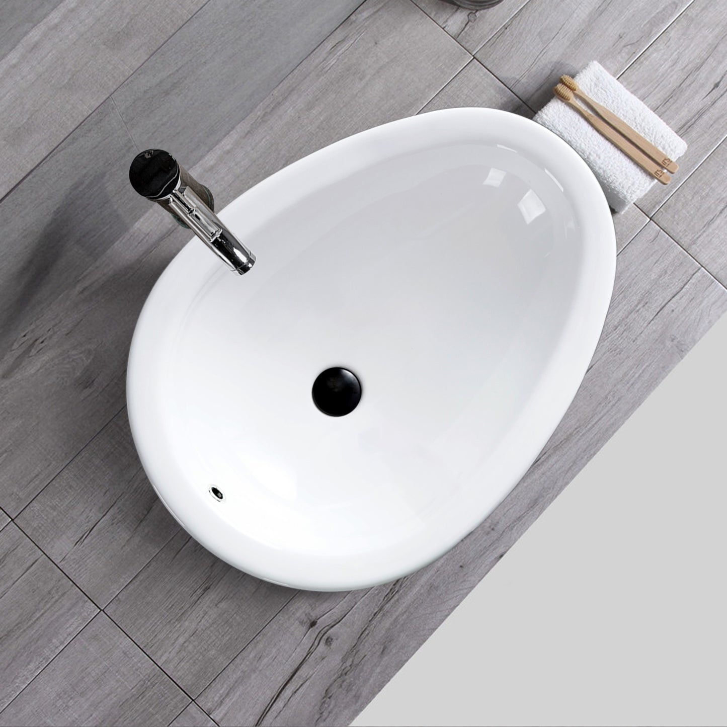 Vessel  Bathroom Sink Basin in White Ceramic