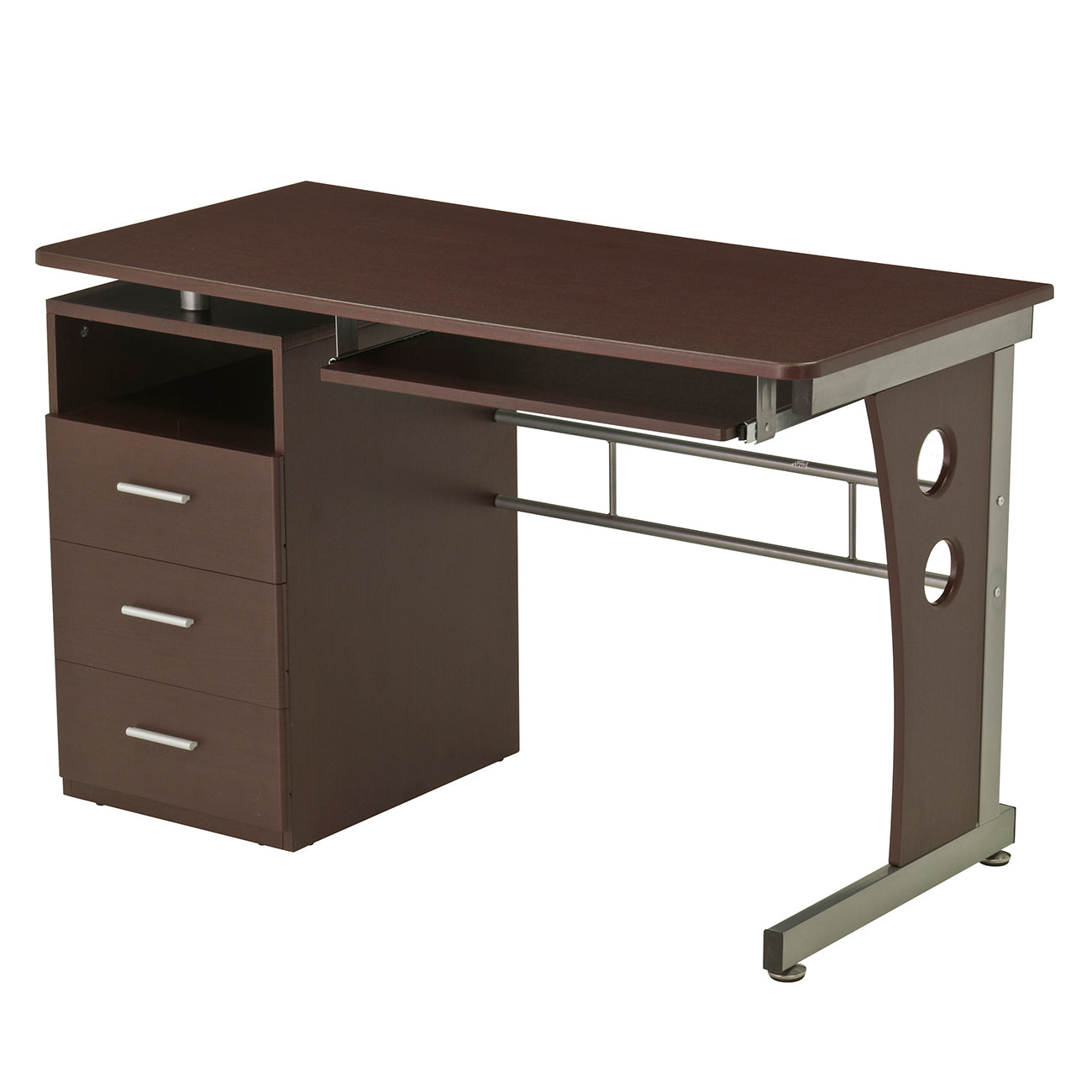 Techni Mobili Computer Desk with Ample Storage, Chocolate