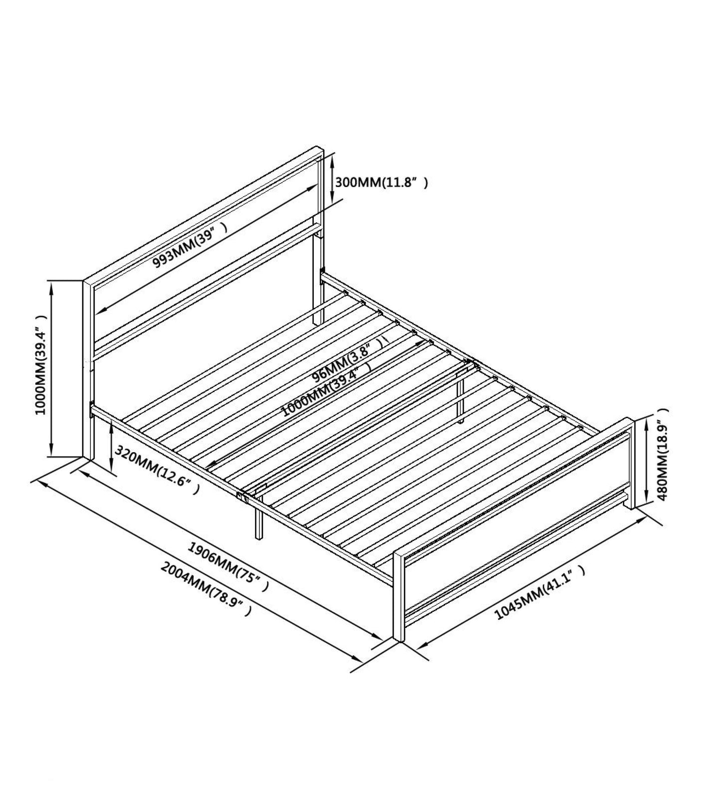 Twin Size  metal bed Sturdy System Metal Bed Frame ，Modern style and comfort to any bedroom ，black