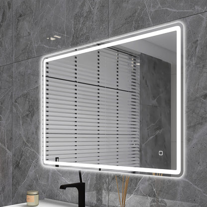 40 x 28 in.  Large Rectangular Frameless Wall-Mount Anti-Fog Bluetooth LED Light Bathroom Vanity Mirror