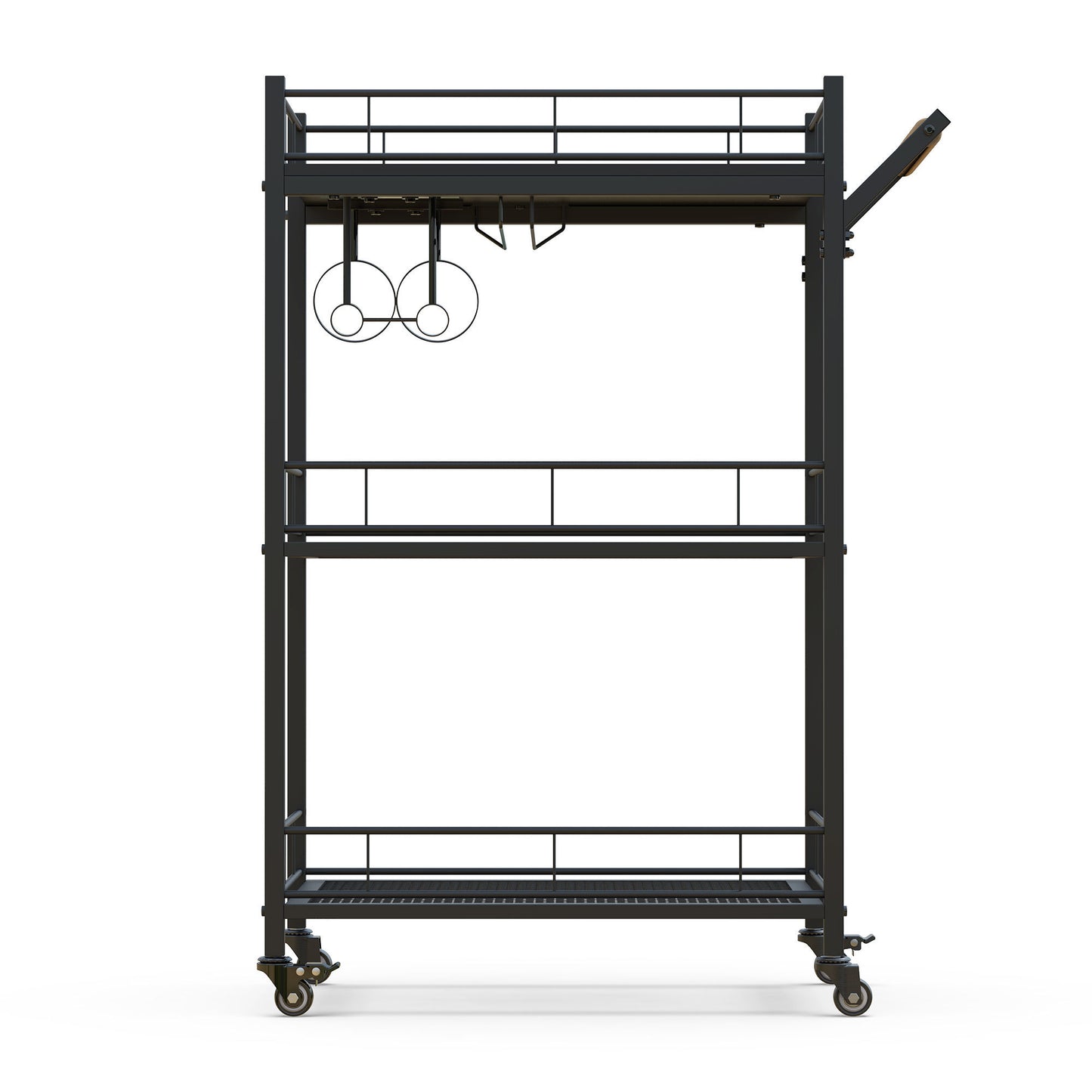 3 Tier Metal Mesh Rolling Storage Cart, Mesh Storage Pantry Cart with Lockable Wheels Wood Look Top and Metal Frame，Rolling Utility Cart for Kitchen Bathroom, Office, Library, Coffee Bar