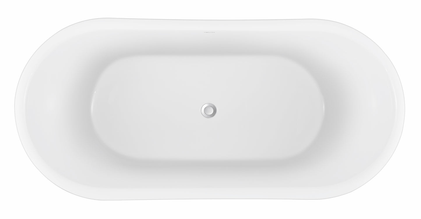 59" 100% Acrylic Freestanding Bathtub，Contemporary Soaking Tub，white bathtub