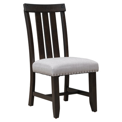 TREXM Set of 4 Fabric Upholstered Dining Chairs with Sliver Nails and Solid Wood Legs (Espresso)