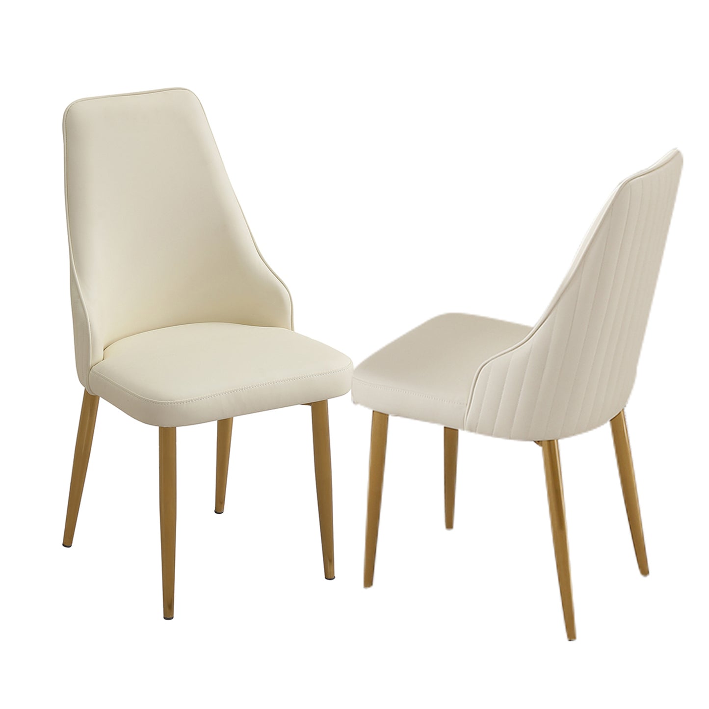 Dining Chair with PU Leather White  strong metal legs (Set of 2)