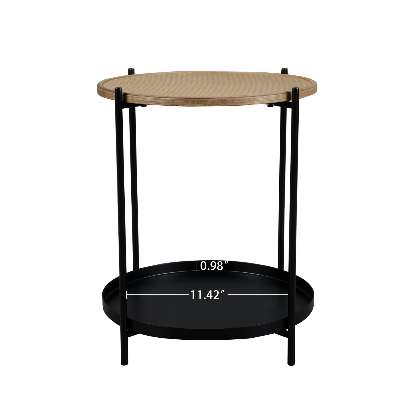 Round Side Table，End Table with Metal Legs for Living Bedroom