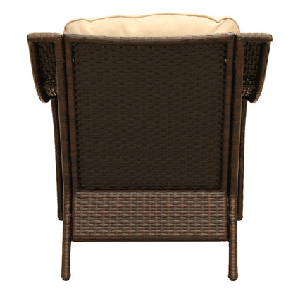 Outdoor Patio Garden Wicker Club Chair with Cushions, Set of 2, Beige