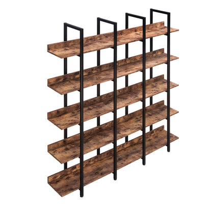 [VIDEO] 5 Tier Bookcase Home Office Open Bookshelf, Vintage Industrial Style Shelf with Metal Frame, MDF Board